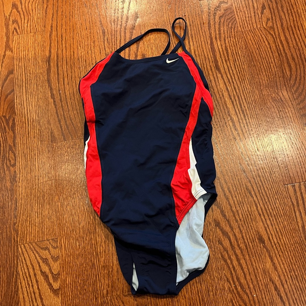 Nike red, white and blue bathing suit